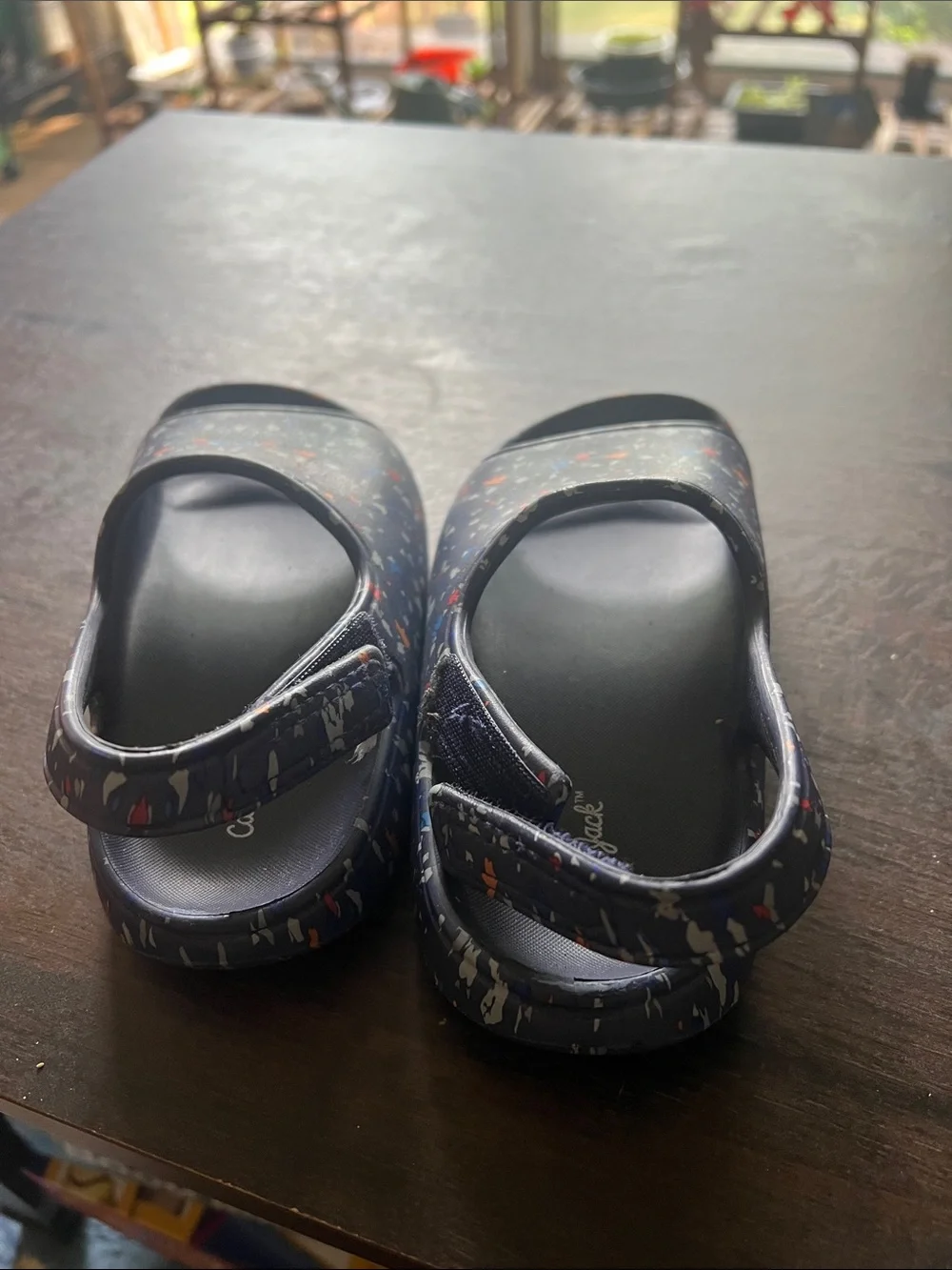 Kids Navy Confetti Pattern Slingback Sandals